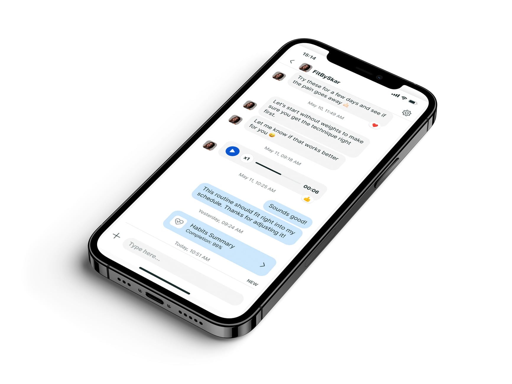 A mockup of the coaching app showcasing the features.